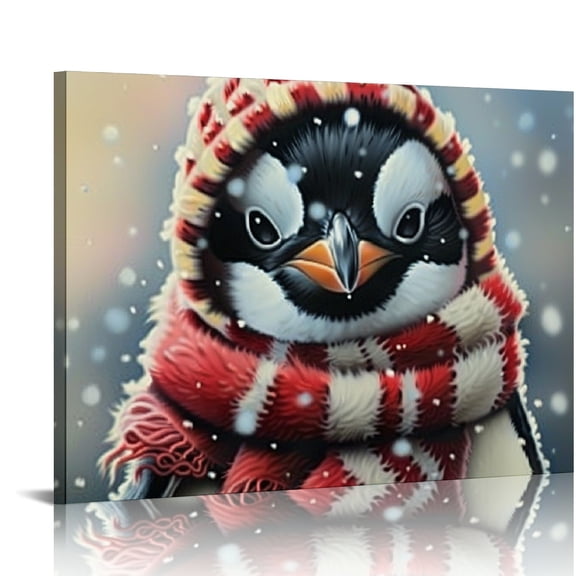 Creowell Penguin Wall Decor Canvas Prints Art for Home and Kitchen 16x12in
