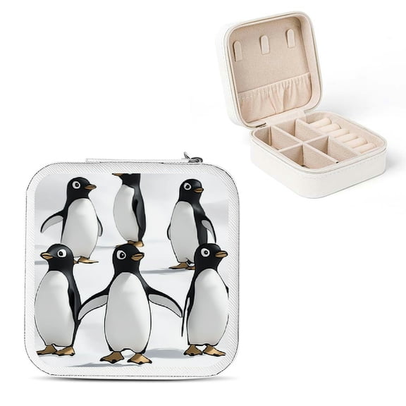 Creowell Penguins Jewelry Box Flexible Storage for Necklaces Rings Earrings White