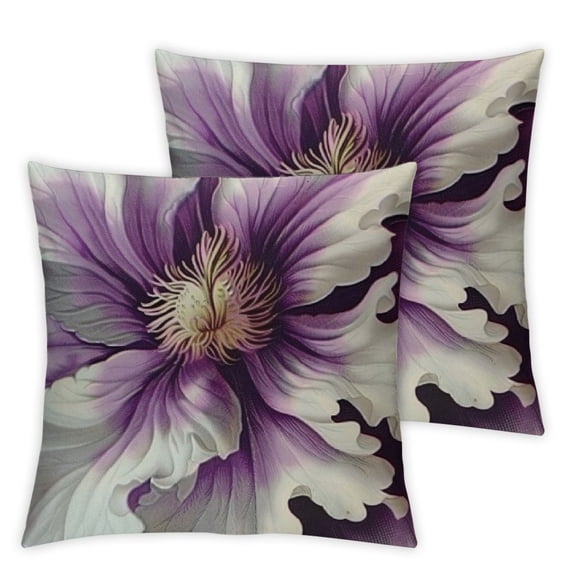 Creowell Peony Flower Throw Pillow Covers Red and White Floral Decorative Pillow Cases 2pcs Cushion Covers for Sofa Couch Bedroom Home Decor White