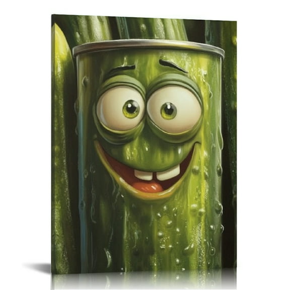 Creowell Pickles Wall Art Decor for Bedroom Kitchen Modern Canvas Prints Home Living Room Bathroom Office 12x16in