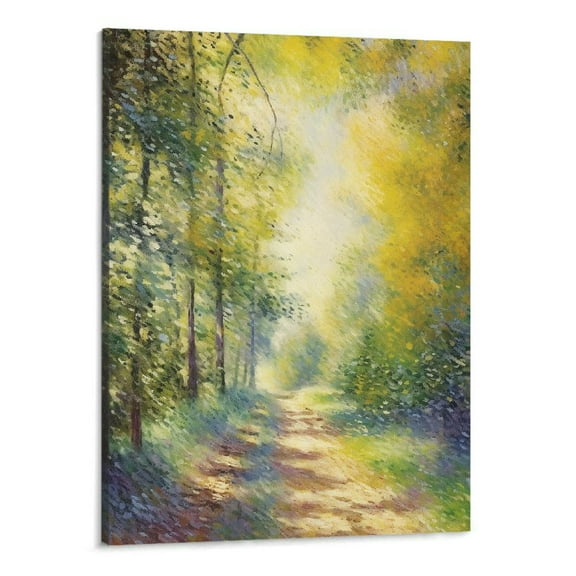 Creowell  Pierre Auguste Renoir Art Prints - In the Woods Poster - Landscape Canvas Wall Art - French Impressionist Painting for Bedroom Office Classroom 16x20 Inch