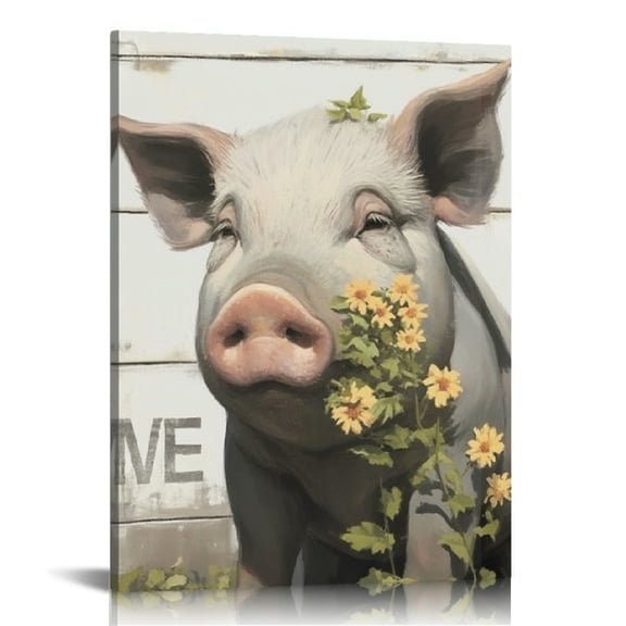 Creowell Pig Flower Street Art Canvas Prints Wall Art Decor 12x16in