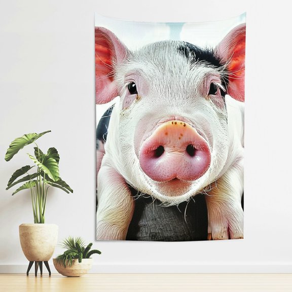 Creowell Pig Selfie Photorealism Tapestry Wall Hanging Art Decor 40*60in