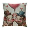 thumbnail image 1 of Creowell Pig Throw Pillow Cover Cartoon Piggy Characters Pillow Covers Pillowcovers Square Throw Pillowcover  for Living Room Bedroom Car Decor Be My Valentine White, 1 of 5