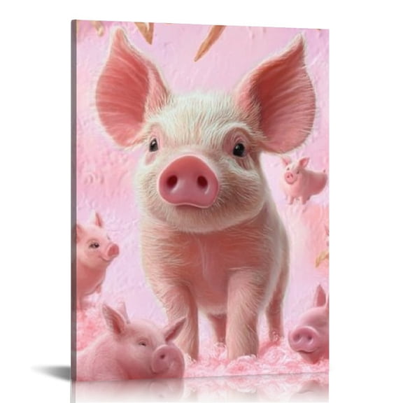 Creowell Piglet Wall Decor for Bedroom Kitchen, Canvas Wall Art Home Decor Living Room Bathroom Office, Perfect Gift Ideas for Home Aesthetic, Wedding, Holiday 12x16in