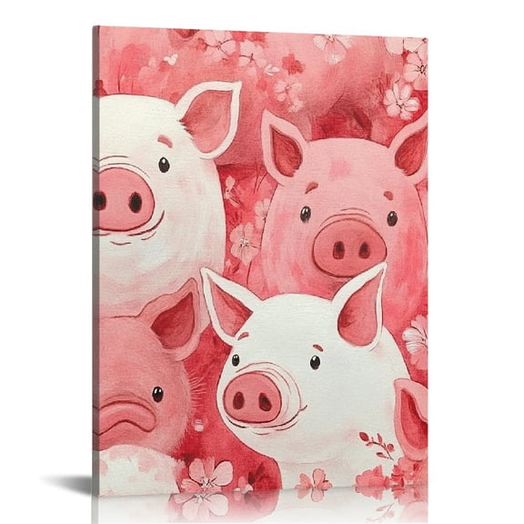 Creowell Pigs Theme Canvas Wall Art Decor for Home Living Room Bedroom Office, Perfect Gift for Various Occasions, 12x16/16x20 Inches 16x20in