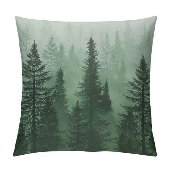 Creowell Pillow Cases Forest Green Summer Woods Evergreen Coniferous Trees Home Decorative Pillowcase Standard  One Side Pattern Throw Pillow Covers