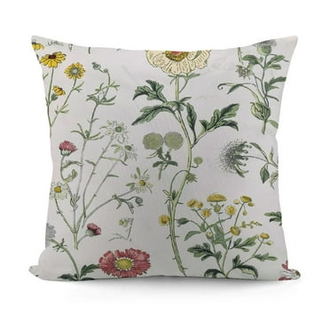Creowell  Pillow Cases,  Pillowcases, White with Yellow Botanical Flowers Cottagecore Green Leaves Floral Garden Pattern Printed