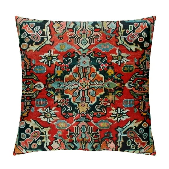 Creowell Pillow Cover Red Western Tribal Throw Pillow Case Moroccan Home Decor for Sofa Couch Bed Decorative Gift