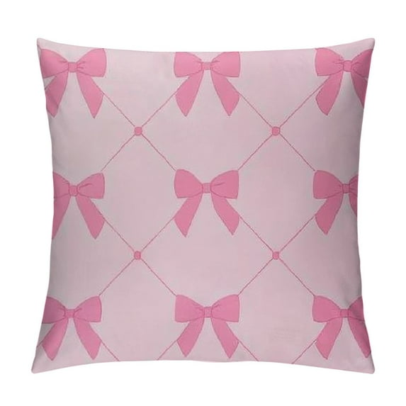 Creowell Pillow Covers Bows Home Furnishing Throw Pillow Cover Square Short Plush Square Design 18x18in
