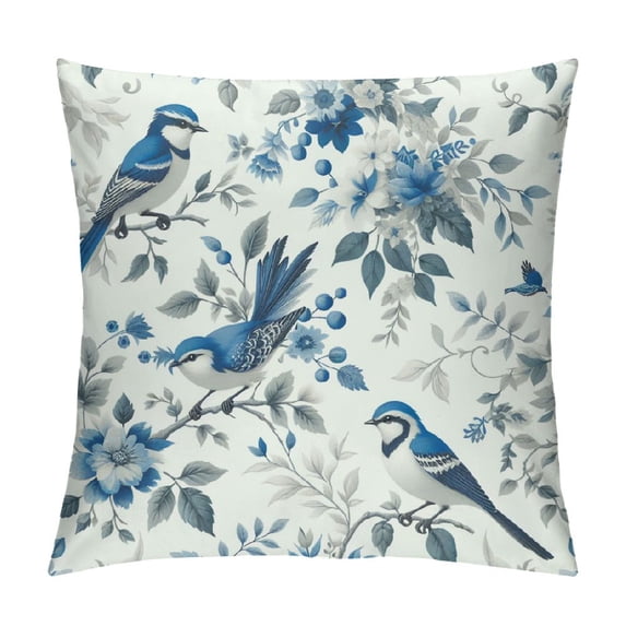 Creowell Pillow Covers Flower Bird Green White Throw Pillows Covers Carpet Ethnic Print Decorative Pillowcase Farmhouse Cushion Case Decor for Home Sofa Couch Bed