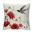 thumbnail image 1 of Creowell Pillow Covers Red Poppy Throw Pillows, Hummingbird with Flower Outdoor Pillowcase Retro Flower Cushion Case Decor for Home Sofa Couch Bed White, 1 of 5