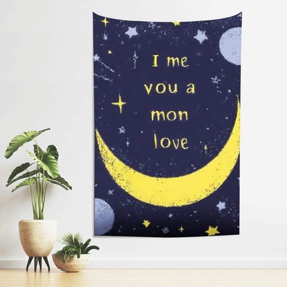 Creowell Pillow Moon Stars Tapestry 100% Polyester Home Decor 40*60in