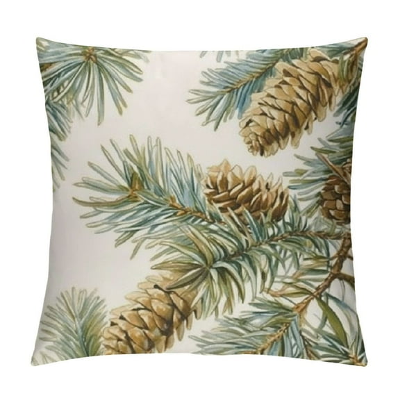 Creowell Pine Cones Throw Pillow Covers Christmas Plant Cushion Cases Decorative Pillow Cases for Couch Sofa Bedroom 18x18in