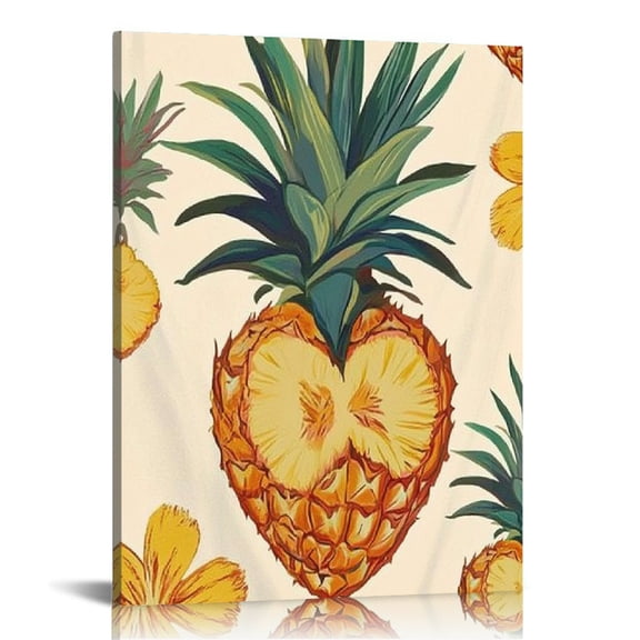 Creowell Pineapple Heart Pattern Canvas Wall Art Home Decor 16x20in