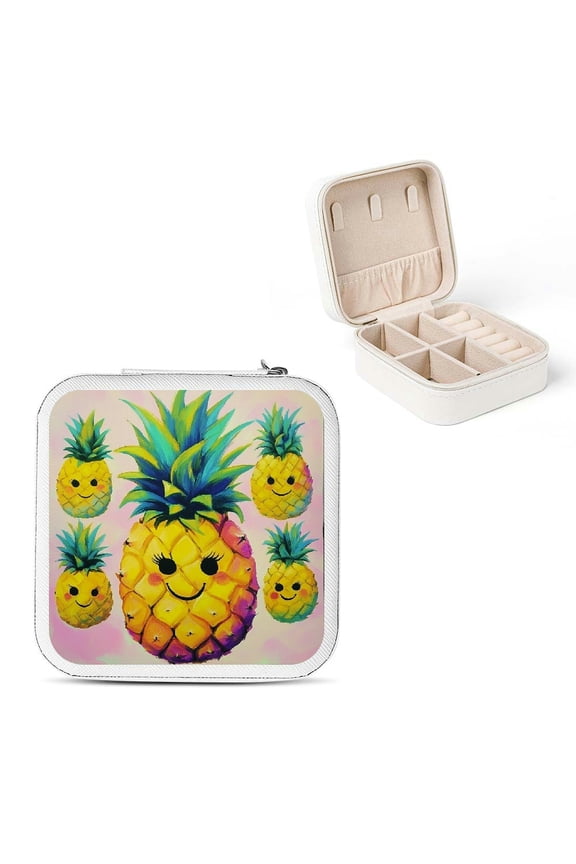 Pineapple Pop Surrealism Travel Jewelry Box for Bridesmaids White
