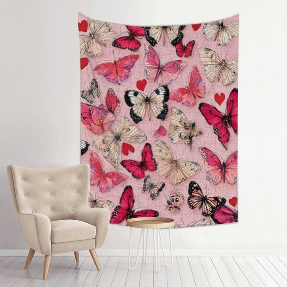 Creowell Pink Butterflies Jigsaw Puzzle Tapestry Wall Hanging 30*40in