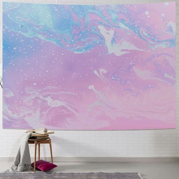 Creowell Pink Galaxy Tapestry Pink Tapestry Cute Pink and Blue Tapestry Sky Stars Dream Abstract Tapestries Poster Backdrop for Kids Teen Girl Women Bedroom Living Room Dorm Decor 40x30inch