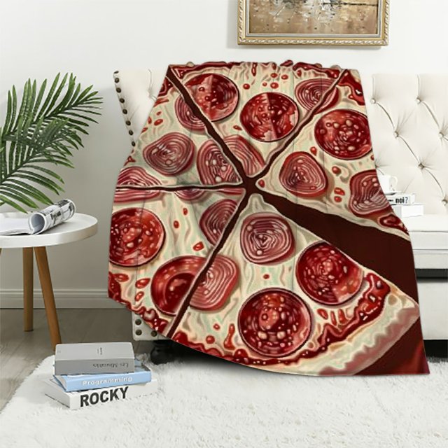 Creowell Pizza Gifts Blanket Super Soft Flannel Blanket for Bed Sofa