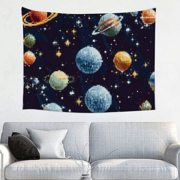 Creowell Planets And Stars Tapestry Wall Hanging 100% Polyester Art 40x30in
