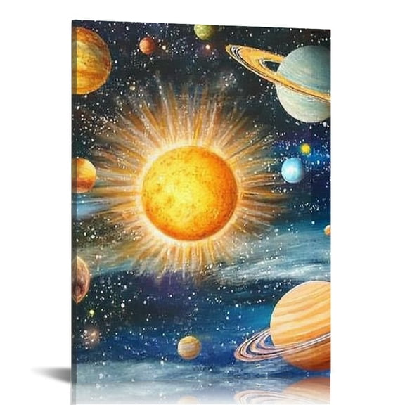 Creowell Planets Sun Canvas Prints Wall Art Home Decor 12x16 16x20 12x16in