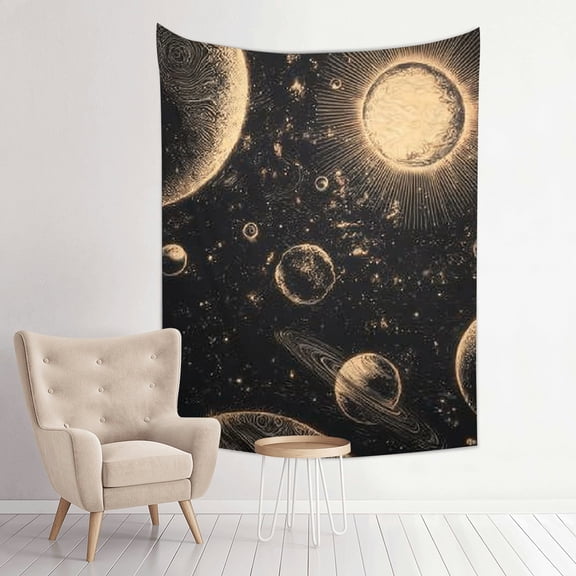 Creowell Planets Sun Space Print Tapestry Wall Hanging for Home 30*40in