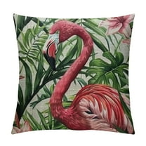 Creowell Plant Pillow Covers Summer Decorative Throw Pillow Cover Tropical Green Leaf Pillow Covers Flamingo Pillow Covers Outdoor Home Couch Sofa Decor 12x12in