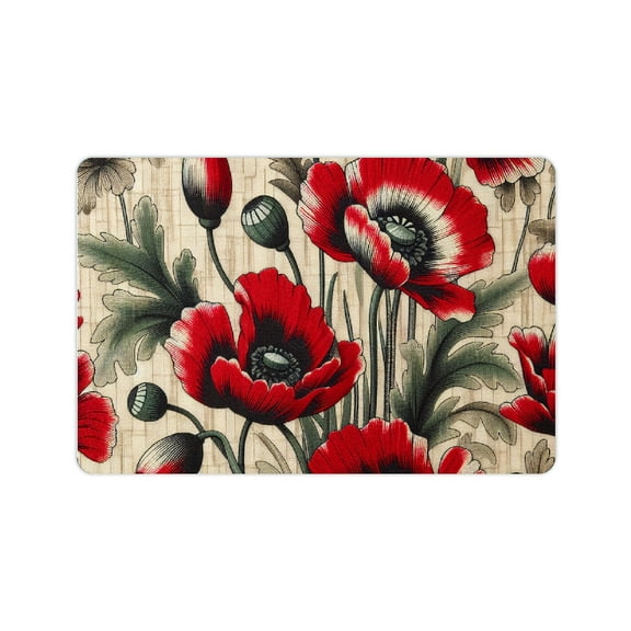 Creowell Poppies Home Diatom Mud Mats Non-Slip Quick Drying Rug 24x16in