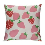 Creowell Printed Throw Pillow Cover Strawberry Cow, Decorative Square Pillow Cover Set, Home Gift, Living Room, Bedroom, Outdoor