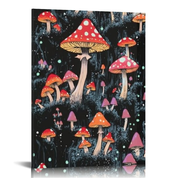 Creowell Psychedelic Art Canvas Wall Art Mushroom Forest Decor 16x20in