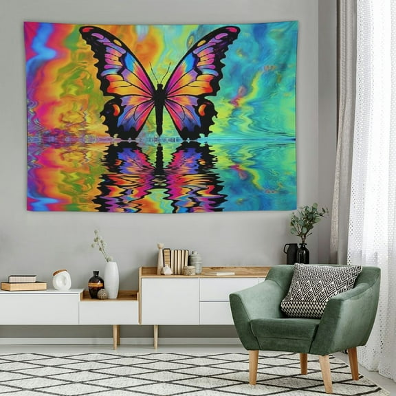 Creowell Psychedelic Butterfly Tapestry Wall Hanging Colorful Butterfly Wall Tapestry Fantasy Hippie Trippy Tapestry Wall Art for Bedroom Living Room Dorm Home Decor, 60x40 Inch 60x40in