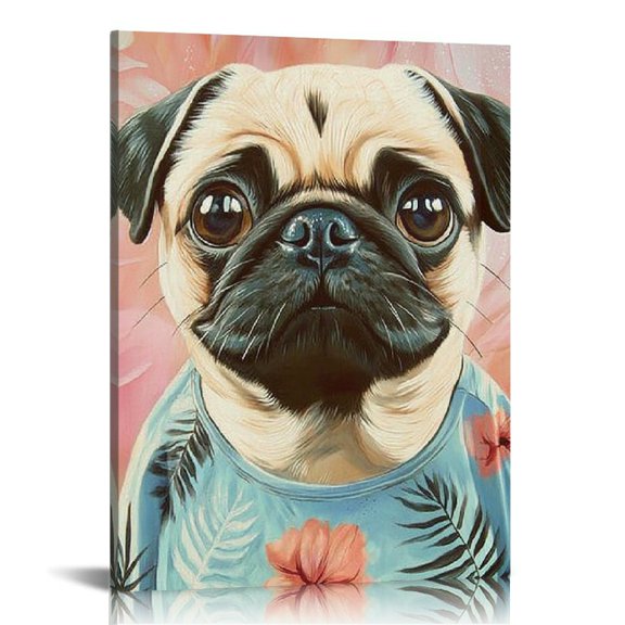 Creowell Pug Art Modern Canvas Prints Wall Decor for Home Office 12x16in
