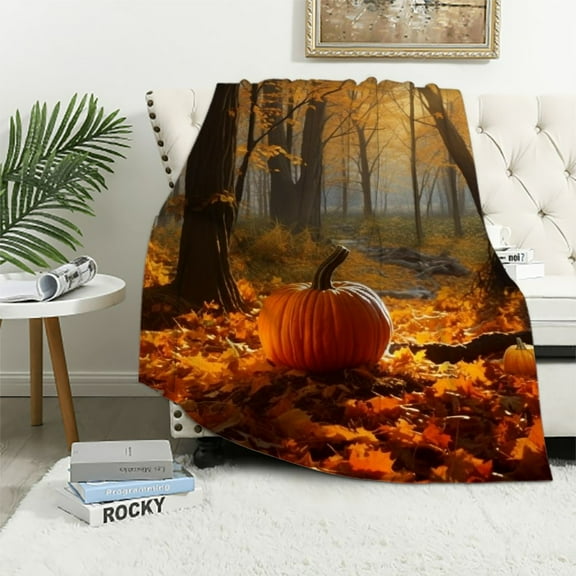 Creowell Pumpkin Forest Fall Colors Ideal Comfy Throw Blanket Lightweight for All Seasons Bedding 40x50in