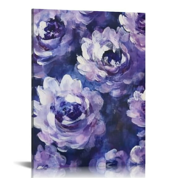 Creowell Purple Abstract Flower Canvas Wall Art Home Decor 12x16in