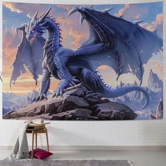 Creowell Purple Dragon Tapestry for bedroom, Medieval Fantasy Animals Tapestry for Men Wall Hanging Aesthetic Decoration For Living Room Dorm 40x60inch