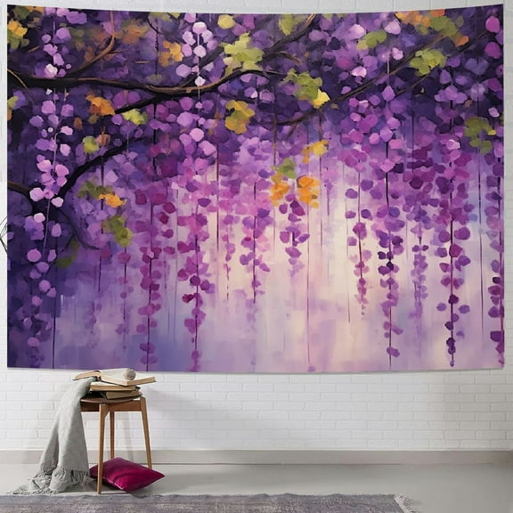 Creowell Purple Flowers Tapestry Wall Decor Blanket for Home Dorm Bedroom Living Room | Short Plush Fabric | Easy to Hang | Multiple Sizes Available 40x30inch
