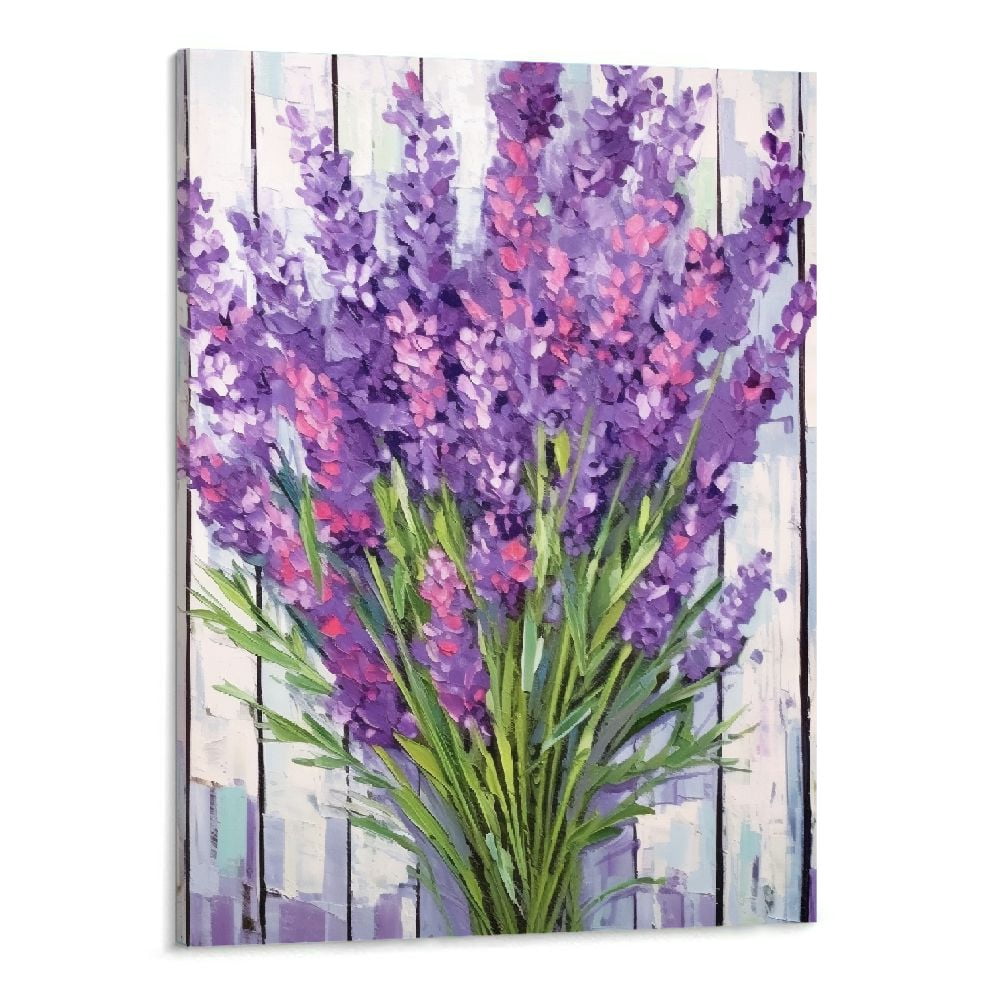 Creowell Purple Wall Art Lavender Wall Decor Rustic Purple Bathroom ...