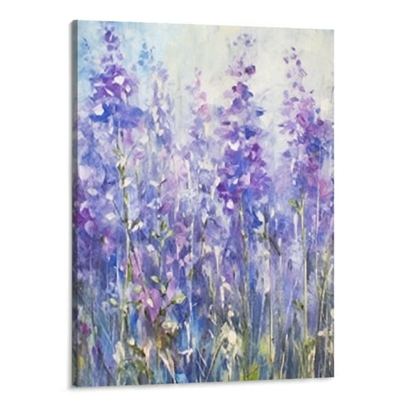 Creowell Purple Wall Decor Abstract Lavender Canvas Wall Art Botanical Prints Framed Rustic Artwork 16x20 Inch