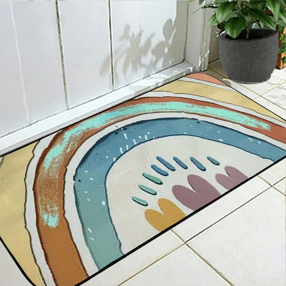 Creowell Rainbow Heart Pastel Colors Welcome Mat Floor Rug for Home ...