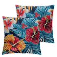 thumbnail image 1 of Creowell Red Hibiscus Flowers Throw Pillows Cover 2pcs,Tropical Palm Leaves Decorative Pillow Cases Set of 2 for Home Living Room Bed Sofa Bedroom Decor Cases Square Outdoor White, 1 of 7