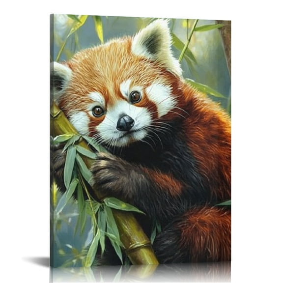 Creowell Red Panda Bamboo Tree Canvas Wall Art Home Decor 12x16 12x16in