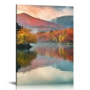 Creowell Relaxing Wall Art Nature Canvas North Carolina Grandfather Mountain Pictures Price Lake Blue Ridge Parkway Paintings Landscape Artwork Home Decor for Living Room Framed 16x20 in/12x16 in