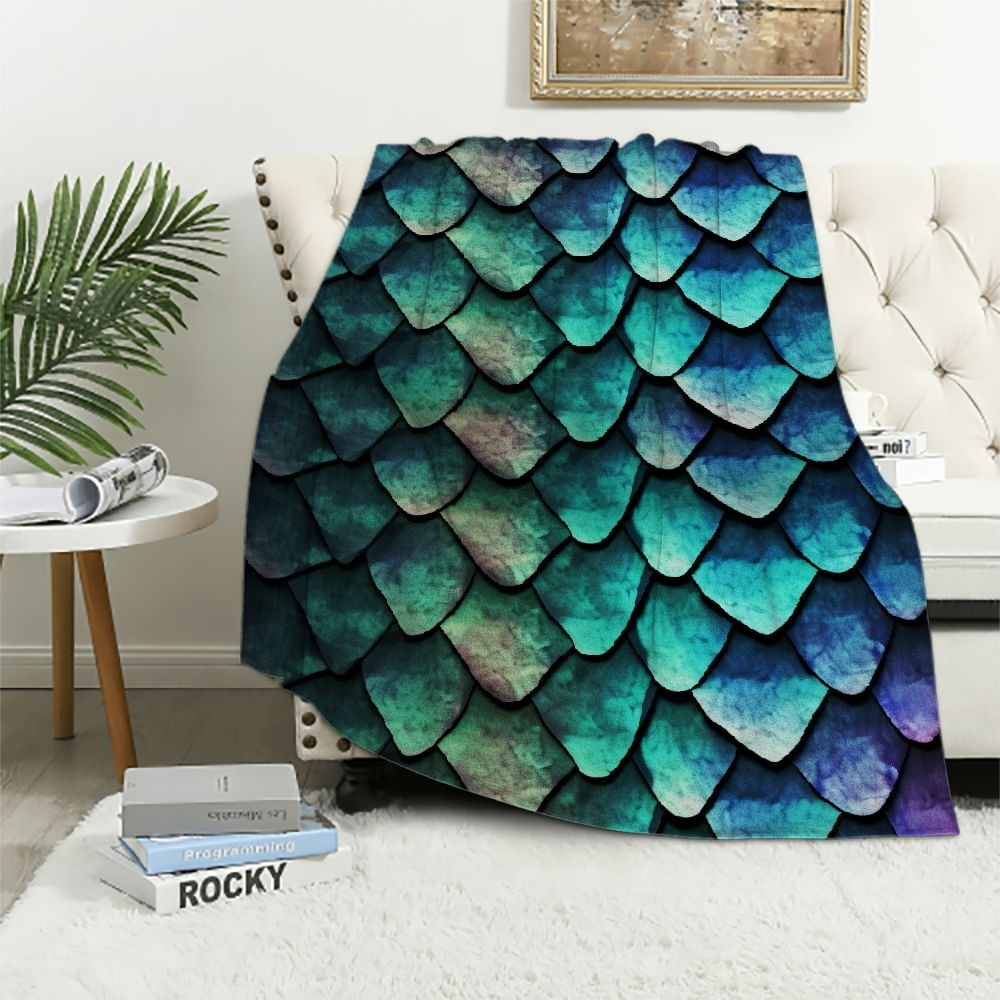 Creowell Reptile Skin Throw Blanket Seamless Texture of Dragon Scales