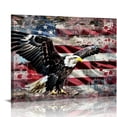 thumbnail image 1 of Creowell Retro American Flag Bald Eagle US Military Wall Art Canvas Prints Thin Blue Red Line Home Decor Pictures for Living Room Bedroom Painting Framed Ready to Hang 16x12in, 1 of 6
