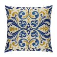 thumbnail image 1 of Creowell Retro Boho Floral Throw Pillow Cover  Bohemian Ethnic Flower Pattern Design Decorative Pillow Cases Blue Yellow Print Farmhouse Cushion Cover for Sofa Couch White, 1 of 5