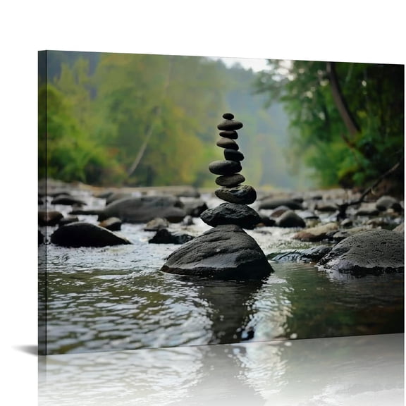 Creowell River Rocks Forest Canvas Wall Art Prints Home Decor 16x12in