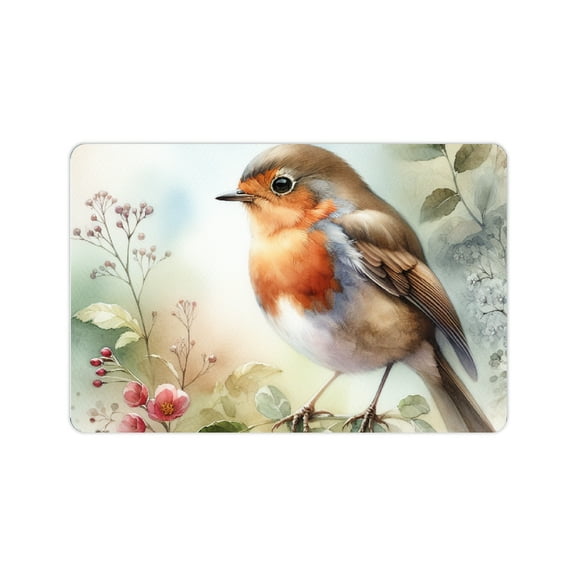 Creowell Robin Bird Flowers Diatom Mud Mats Non-Slip Home Rug 24x16in