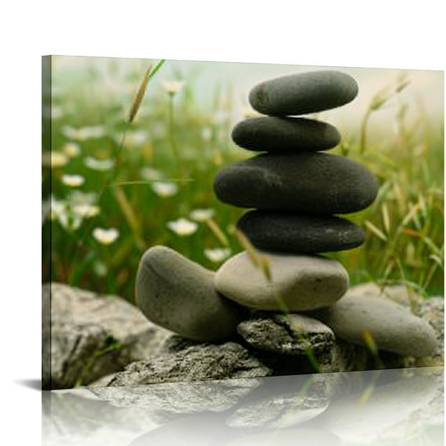 Creowell Rocks Field Plant Canvas Wall Art Decor for Home and Office