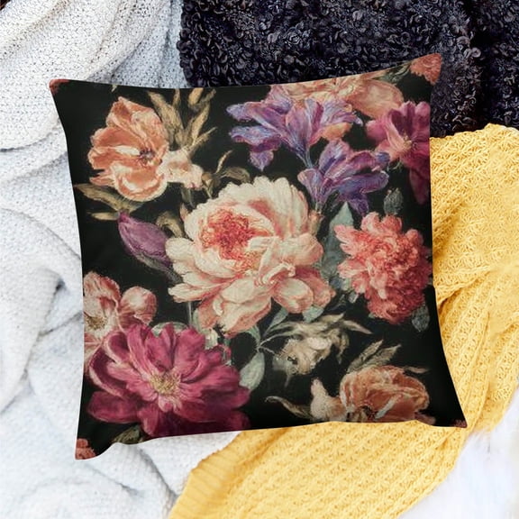 Creowell Rococo Floral Decorative Pillow Cover for Home Sofa Couch 18x18in