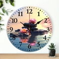 thumbnail image 1 of Creowell Round Wooden Wall Clock Flowers Rocks Water Print 10 Inch 10x10in, 1 of 8